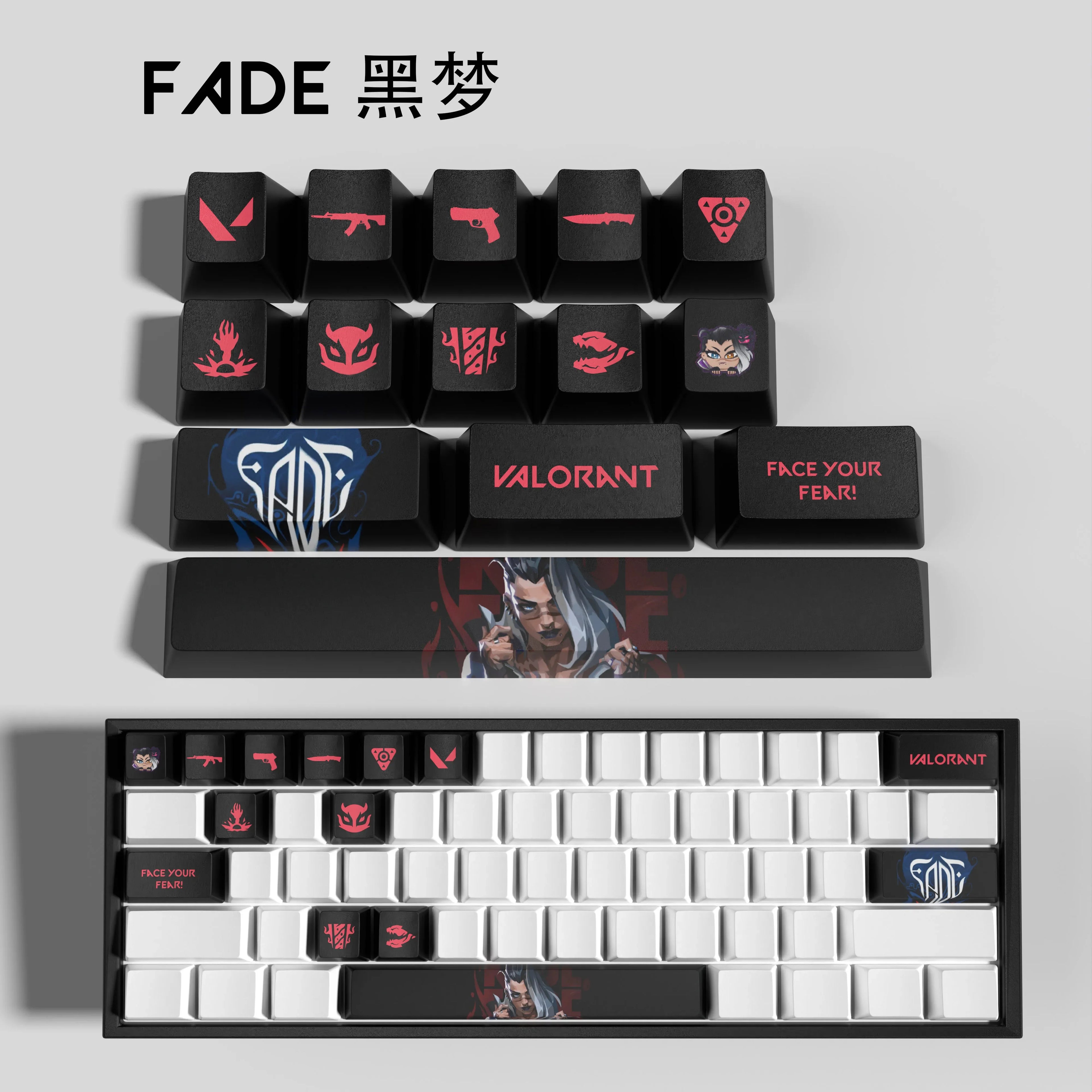cypher New design Valorant keycaps  OEM Profile 14keys MINI SET PBT dye sub keycaps