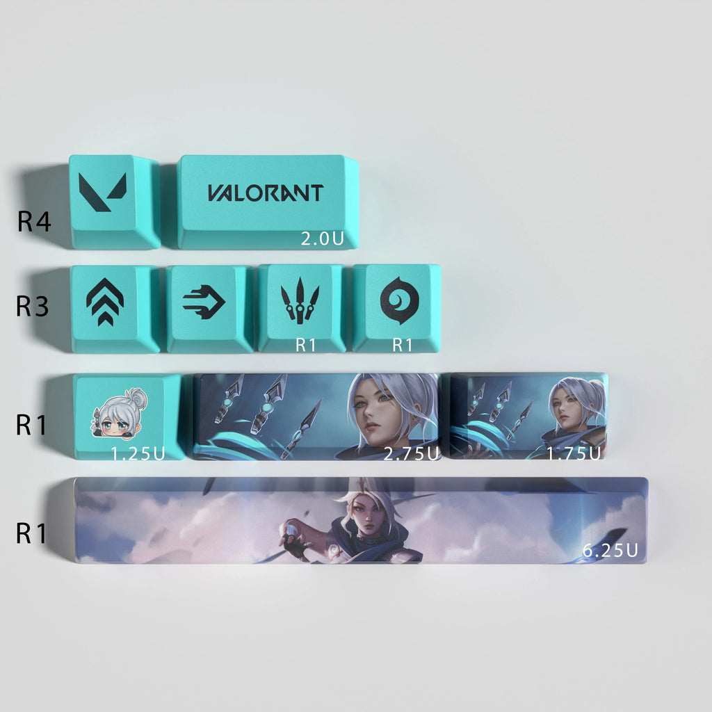 Valorant keycaps sage OEM Profile 10keys PBT dye sub keycaps