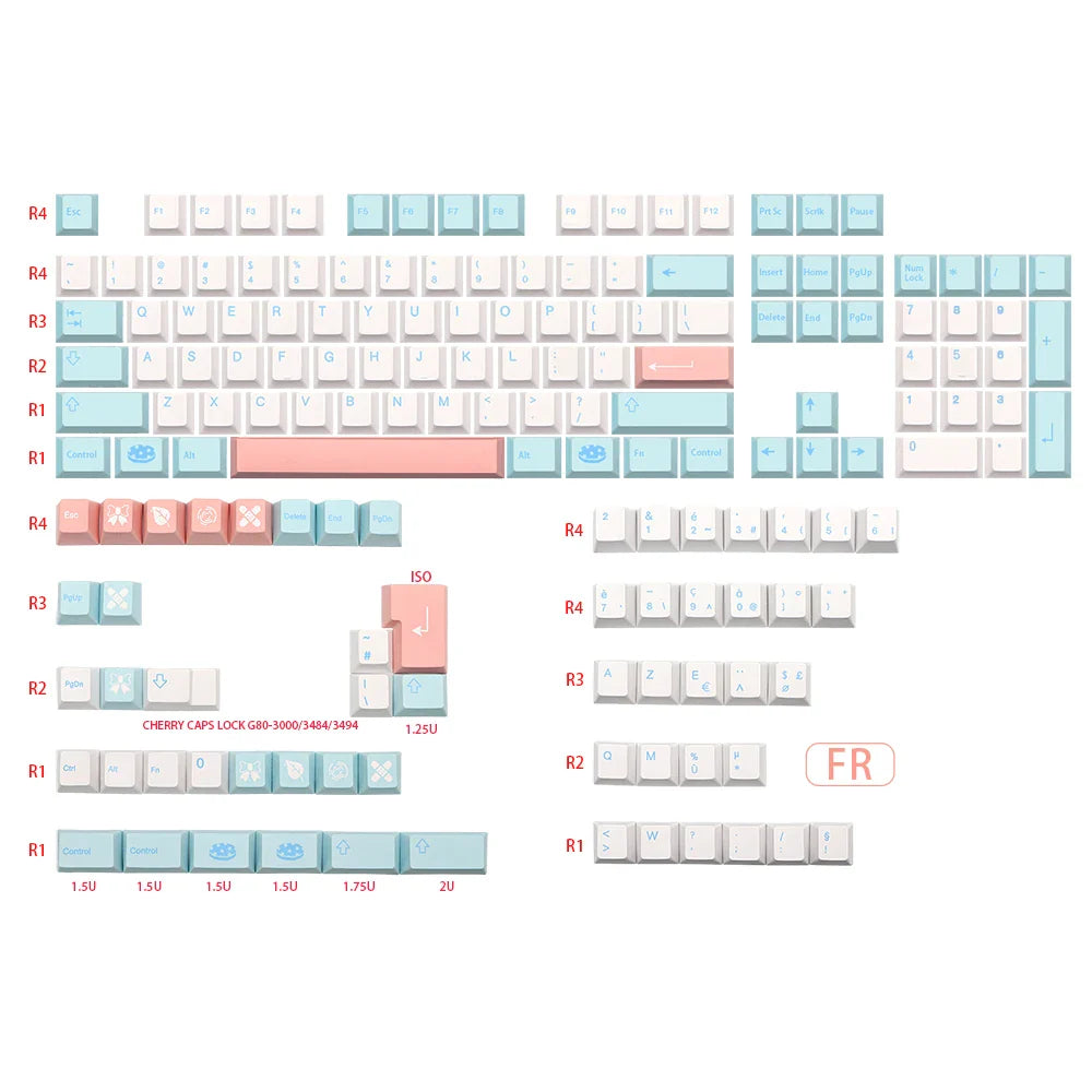 German French Italian Spain UK ISO GMK Noel PBT Dye Subb keycap Cherry Profile Keycaps set For QWERTZ AZERTY MX Keyboard Key Cap