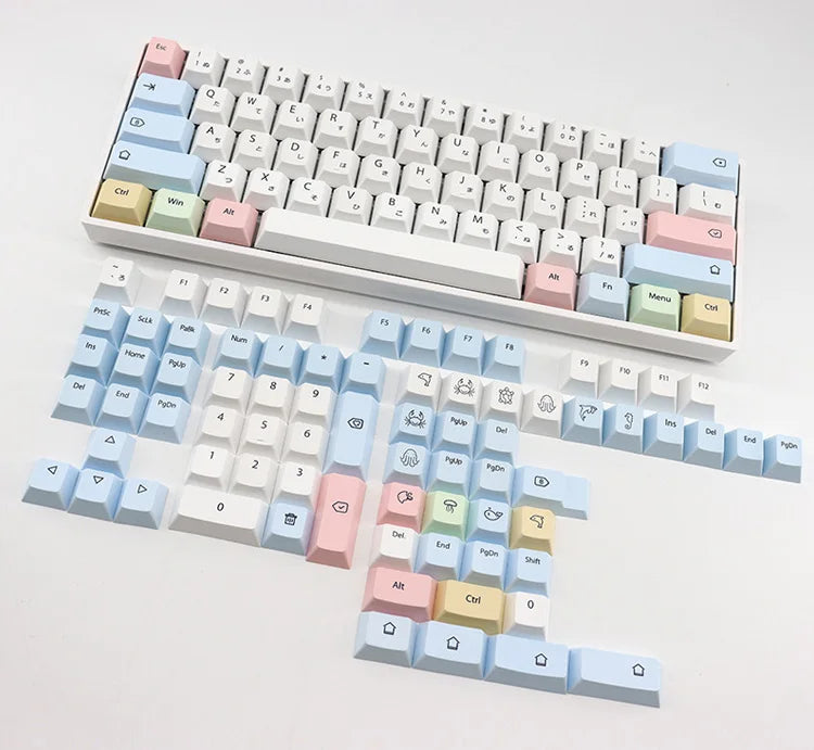 CuXiu PBT Chalk Keycaps 136 keys Dye Sub Keycap Set For Cherry MX Switches Mechanical Keyboard gh60 xd64 xd84 xd96 87 104