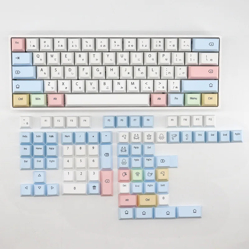 CuXiu PBT Chalk Keycaps 136 keys Dye Sub Keycap Set For Cherry MX Switches Mechanical Keyboard gh60 xd64 xd84 xd96 87 104
