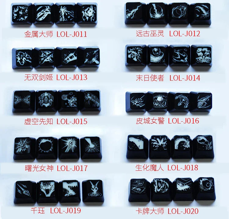 Custom LOL Hero Skill And Head Portrait Keycap Personality Translucent Mechanical Keyboard Key Caps
