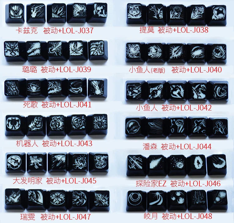 Custom LOL Hero Skill And Head Portrait Keycap Personality Translucent Mechanical Keyboard Key Caps