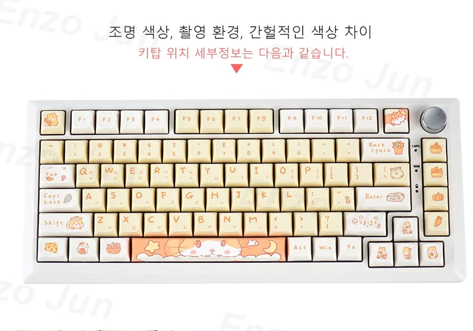 Orange squirrel Gray Rat Theme Keycap XDA Profile Key cap English Korean for 61/64/68/84/87/96/98/104 Mechanical Keyboard Keycap