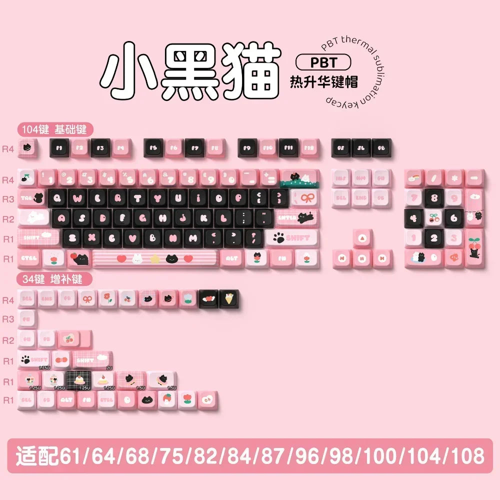 MDA Cartoon Personalized Keycap Set PBT Large Set Creative for MX Switch 60/84/90/104/108 Gaming Mechanical Keyboards