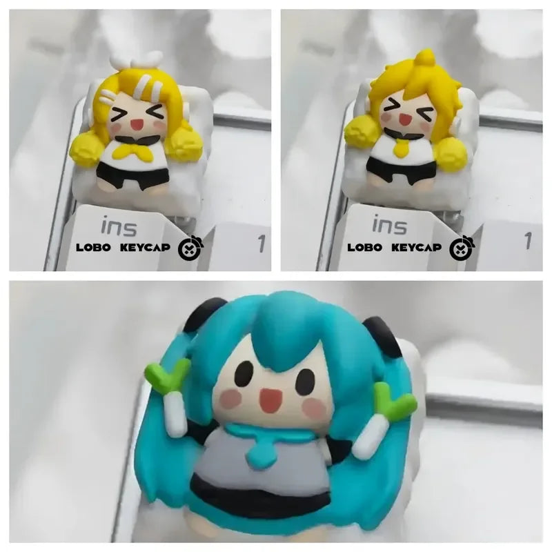 New Vocaloid Miku Animation Theme Keycap 1 Pcs Q Version Personalized Customized Resin Art Gaming Mechanical Keyboard Key Cap