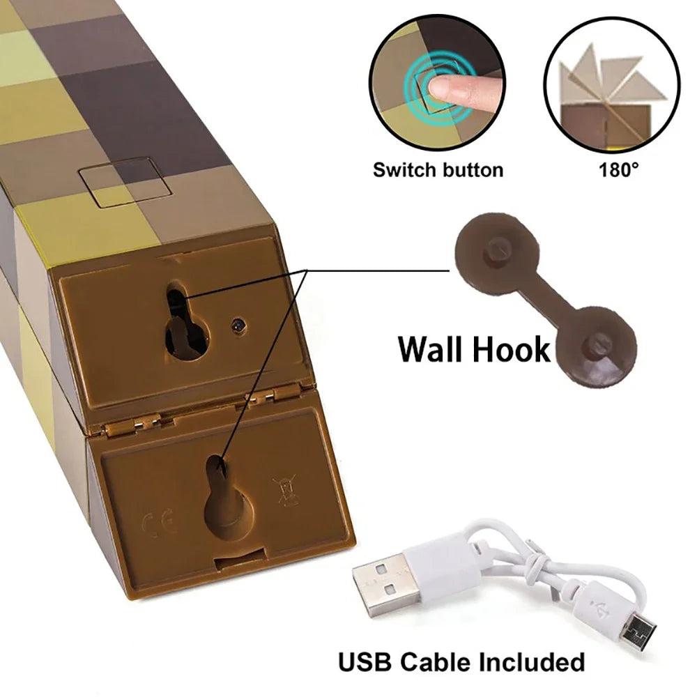 Creative Brownstone Torch LED Night Light USB Rechargeable Game Room Decoration Table Light Festival Gifts for Kids Game Lamps