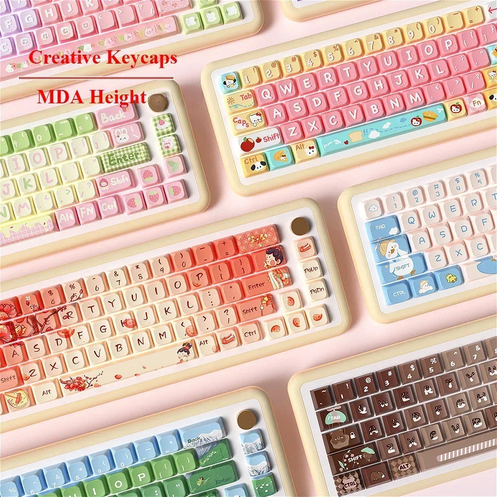 MDA Cartoon Personalized Keycap Set PBT Large Set Creative for MX Switch 60/84/90/104/108 Gaming Mechanical Keyboards