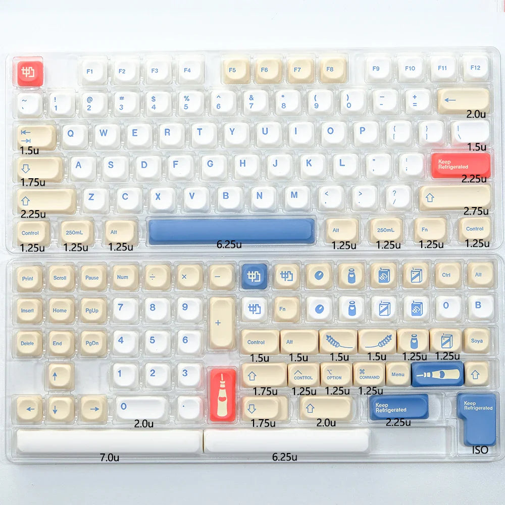 KBDiy GMK Soymilk Keycap 135 Keys PBT Japanese Korean Keycap ISO Enter Cherry Profile for GMK67 K500 Gaming Mechanical Keyboard