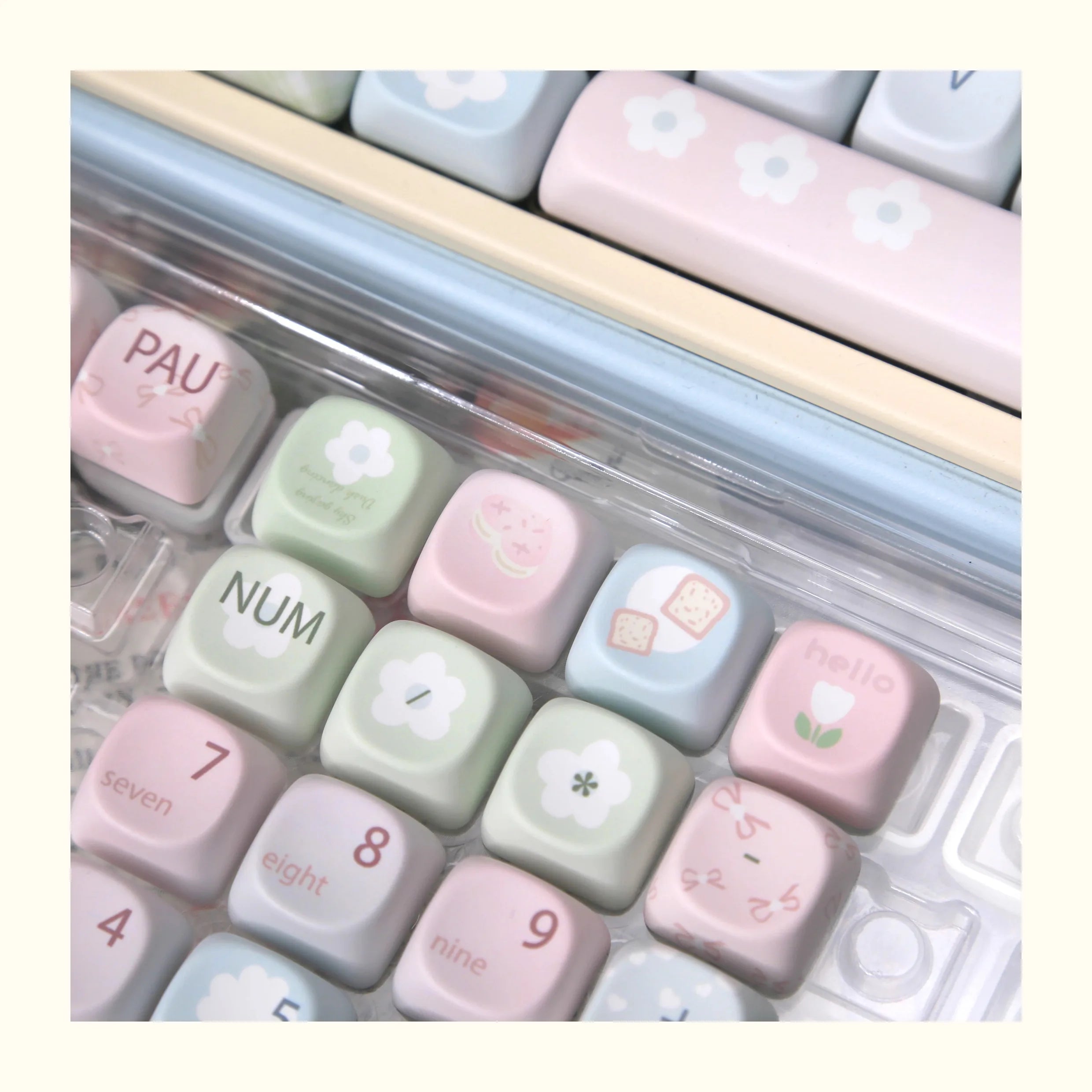 Mousse Mood Theme Keycap MOA Profile 131 Keys Cute Sweet Keycaps PBT Thermal Sublimation Macaron Color Mechanical Keyboard Cap