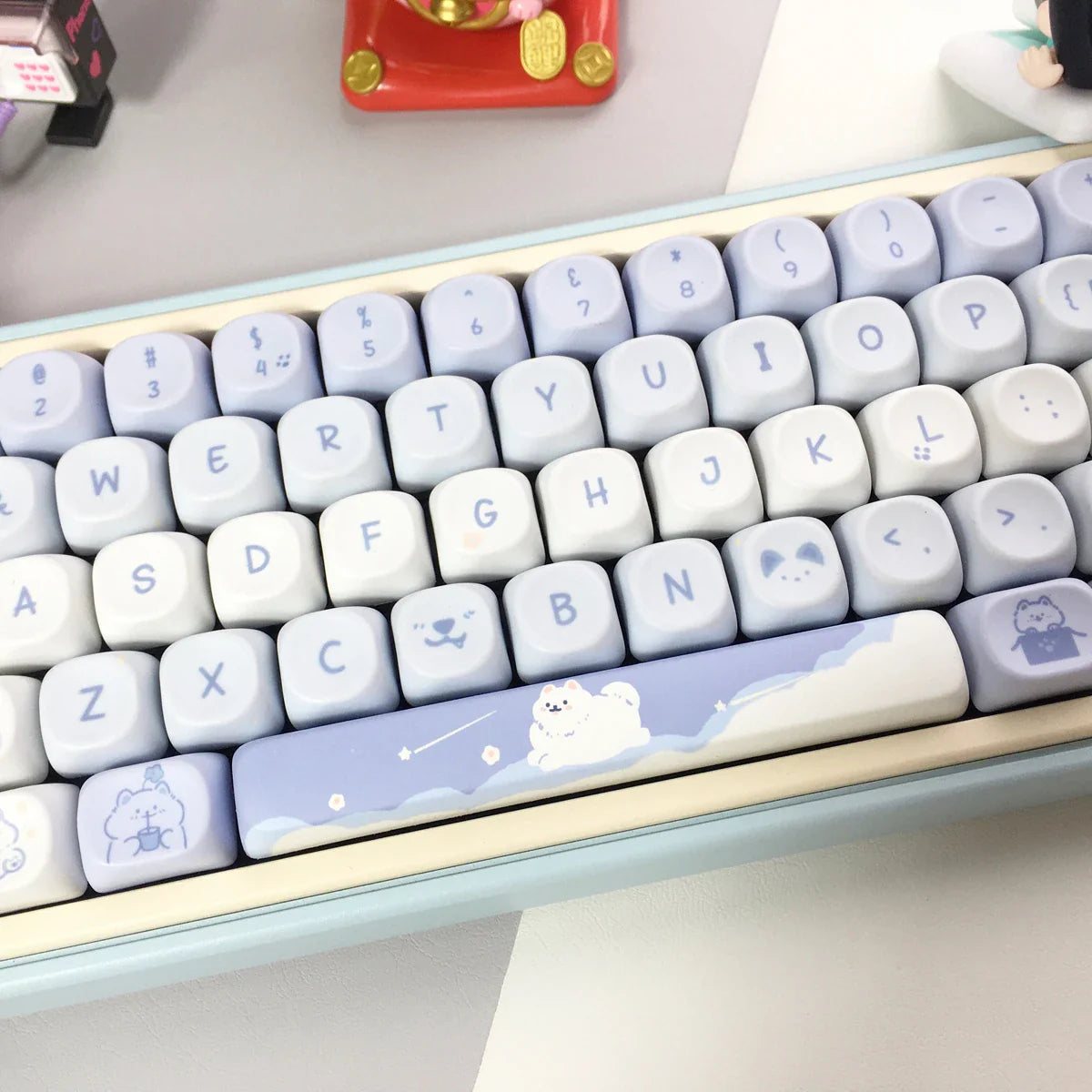 USLION 95Keys MOA Profile Keycaps Cute Samoye Dogs Theme PBT Key Caps Suit for 61/64/68/84/75/87 Keys Gaming Mechanical Keyboard
