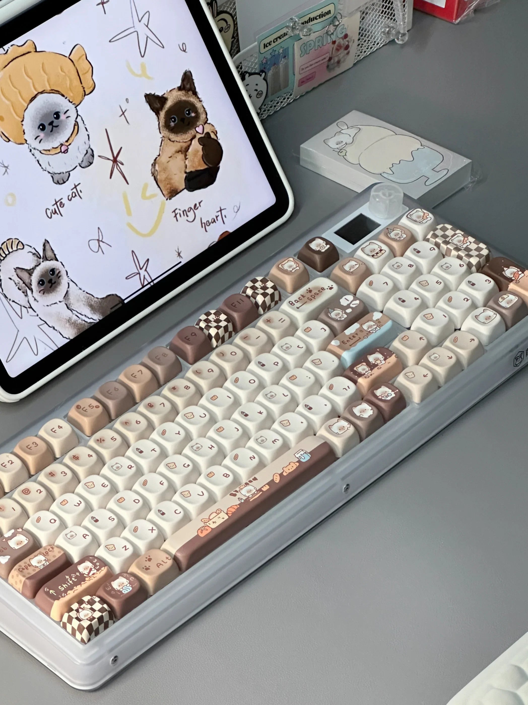 Cute Keycap MOA Profile Keycap Customization Gift PBT Keycaps 131 Keys COOL Cap Dye-Sub Mechanical Keyboard Keycap MX Switch