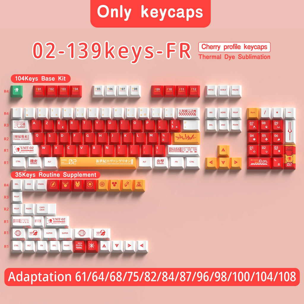 French Keycap 136-156 Keys BPT Cherry Profile FR Keycaps For French keyboard MX Mechanical Keyboard 7U Space Keys Hi75