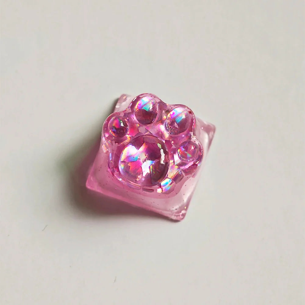 Games Backlit Keycap Cat Paw Cute DIY Key Cap for Mechanical Keyboards Personalized Transparent Crystal Keycap Cherry MX Axis