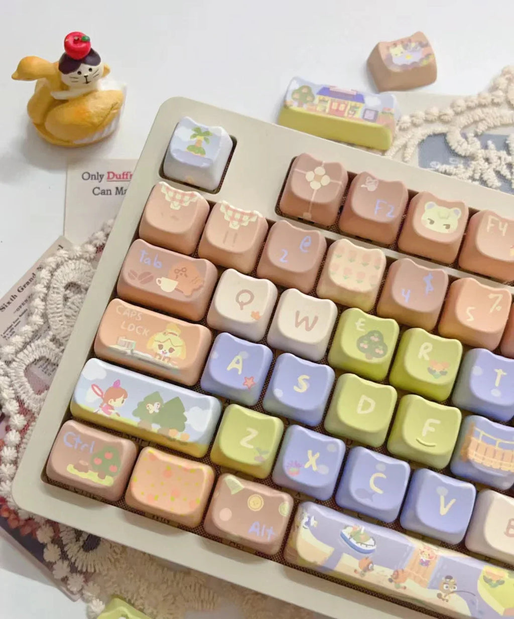 Cat Keycaps Cute keycaps MAO Keycap pbt 142 Keys Customized Gift Thermal Sublimation for MX Switch Mechanical Keyboard Keycaps
