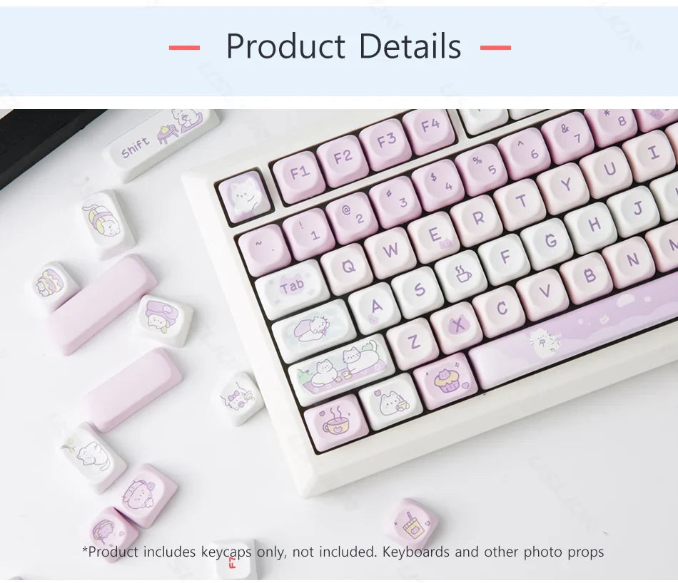 95/132 Keys Cartoon Keycaps PBT Hakimi Dog Cats Keycap MOA Profile Dye Sublimation Keycap For Mechanical Gaming Keyboard