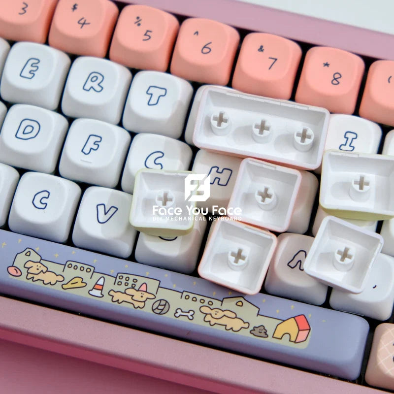 GMK Smiling Face Keycaps PBT Dye Sublimation Key Cap 129 Keys MOA Profile Keycap for Mx Switch DIY Gaming Mechanical Keyboard
