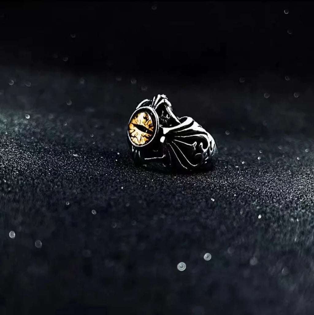 Devil Ram Horns Skull Open Ring for Men's Retro Satanic Cross Religious Amulet Jewelry