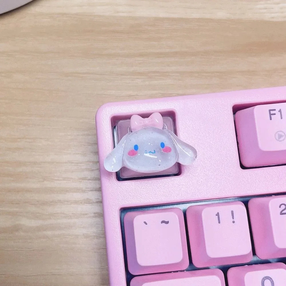 Kawaii Sanrio My Melody Cinnamoroll Kuromi Keycap Esc Base Transparent Cross Axis Mechanical Keyboard Keycaps Decorate Girl Gift