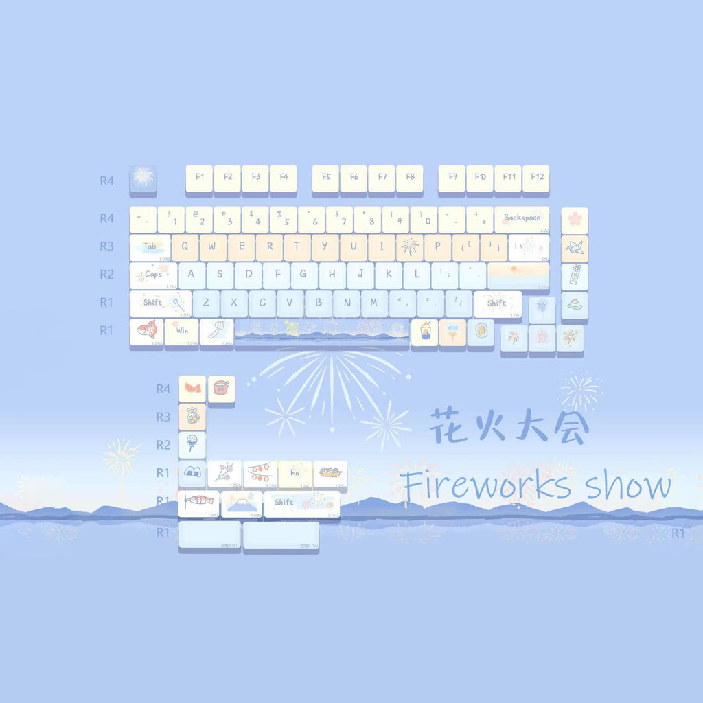 Customized Cute Cartoon Keycaps Cherry Profile Dye Sub PBT Keycaps 95 Keys for 75% Cherry Gateron MX Switches Gaming Keyboard