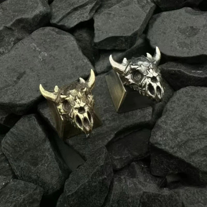 Black Myth: Wukong Keycaps Retro Skull Design Mechanical Keyboard Keycaps Customized Pure Copper Letter Card Slot Metal Keycaps