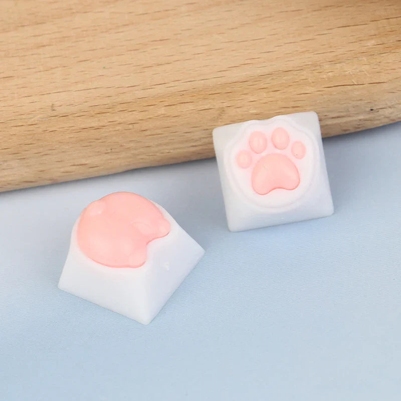 Cute Cat Paw Keycaps For Mechanical Keyboard For Cherry MX Switch DIY Custom Key Cap Soft Silicone Keycup Artisan Pink Color