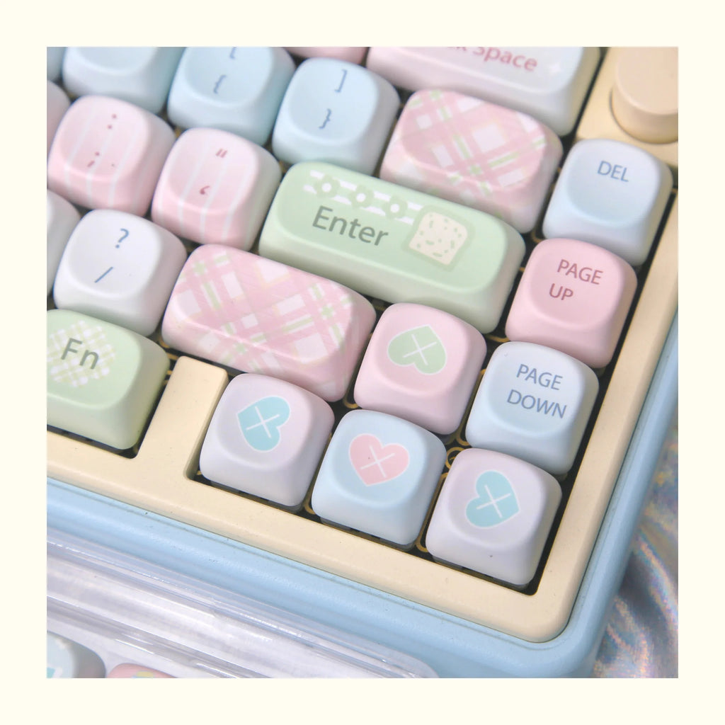 Mousse Mood Theme Keycap MOA Profile 131 Keys Cute Sweet Keycaps PBT Thermal Sublimation Macaron Color Mechanical Keyboard Cap