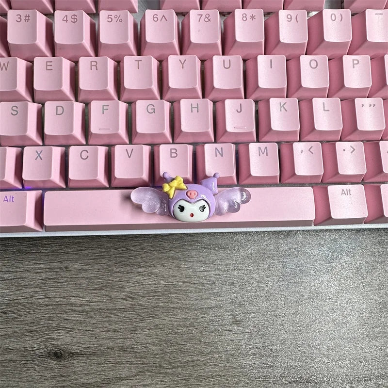 DIY Cute Cartoon Hello Kt Kuromi Keycap 6.25u Spacebar Gaming Mechanical Keyboard Cross Axis Pink White Keycap 2.75 Shift Keycap