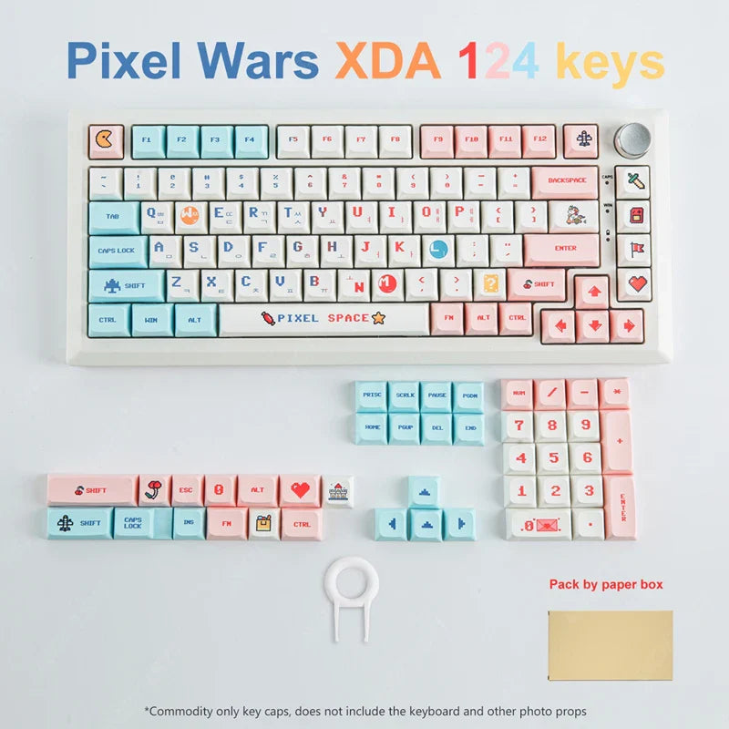 Candy Colorful 124 Keycaps XDA PBT Cartoon Keyboard Dye Sublimation for DIY Custom Mechanical Gaming Wear-Resistant Keycaps Kit