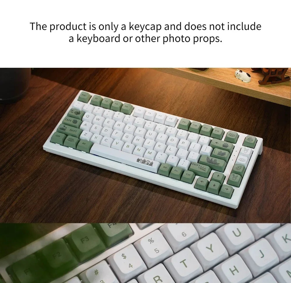 Forest Green Keycap XDA Profile PBT Sublimation 125keys Fresh Style White Green Mechanical Keyboard Keycaps