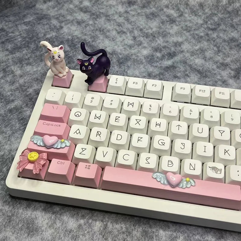 DIY Cute Magic Love Wings Keycap 6.25u Spacebar Game Mechanical Keyboard Cross Axis Pink Bow Keycap