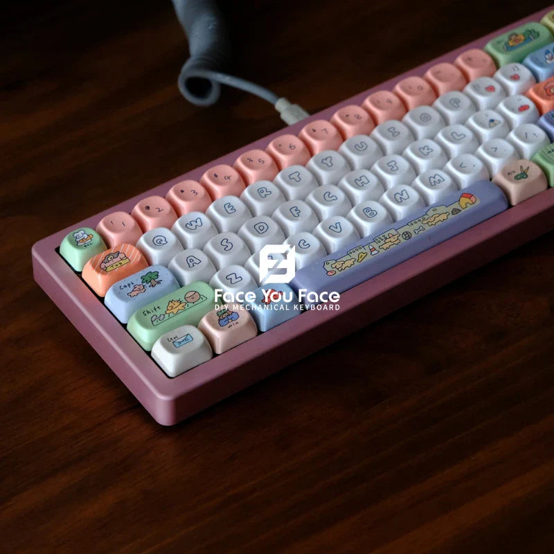 GMK Smiling Face Keycaps PBT Dye Sublimation Key Cap 129 Keys MOA Profile Keycap for Mx Switch DIY Gaming Mechanical Keyboard