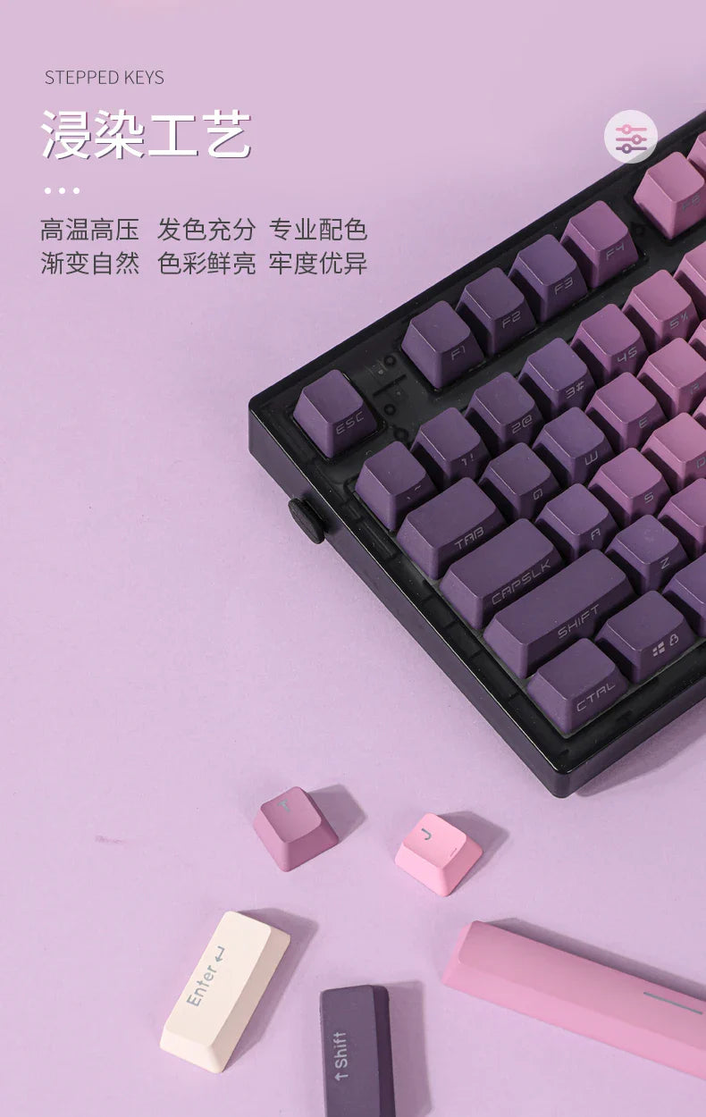 Gradient Eye Shadow PLUS Keycaps Side Top Character Translucent Backlit Key cap PBT OEM profile For MX Switch Keyboard