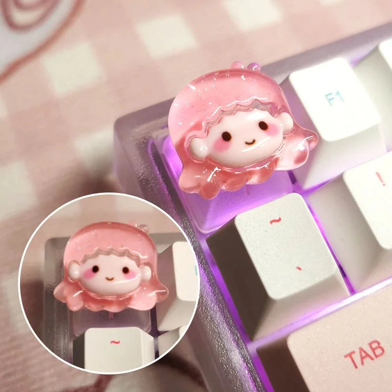 Diy Sanrio Translucent Keycap for Cross Axis Mechanical Keyboards Female Love Kuromi Key Cover