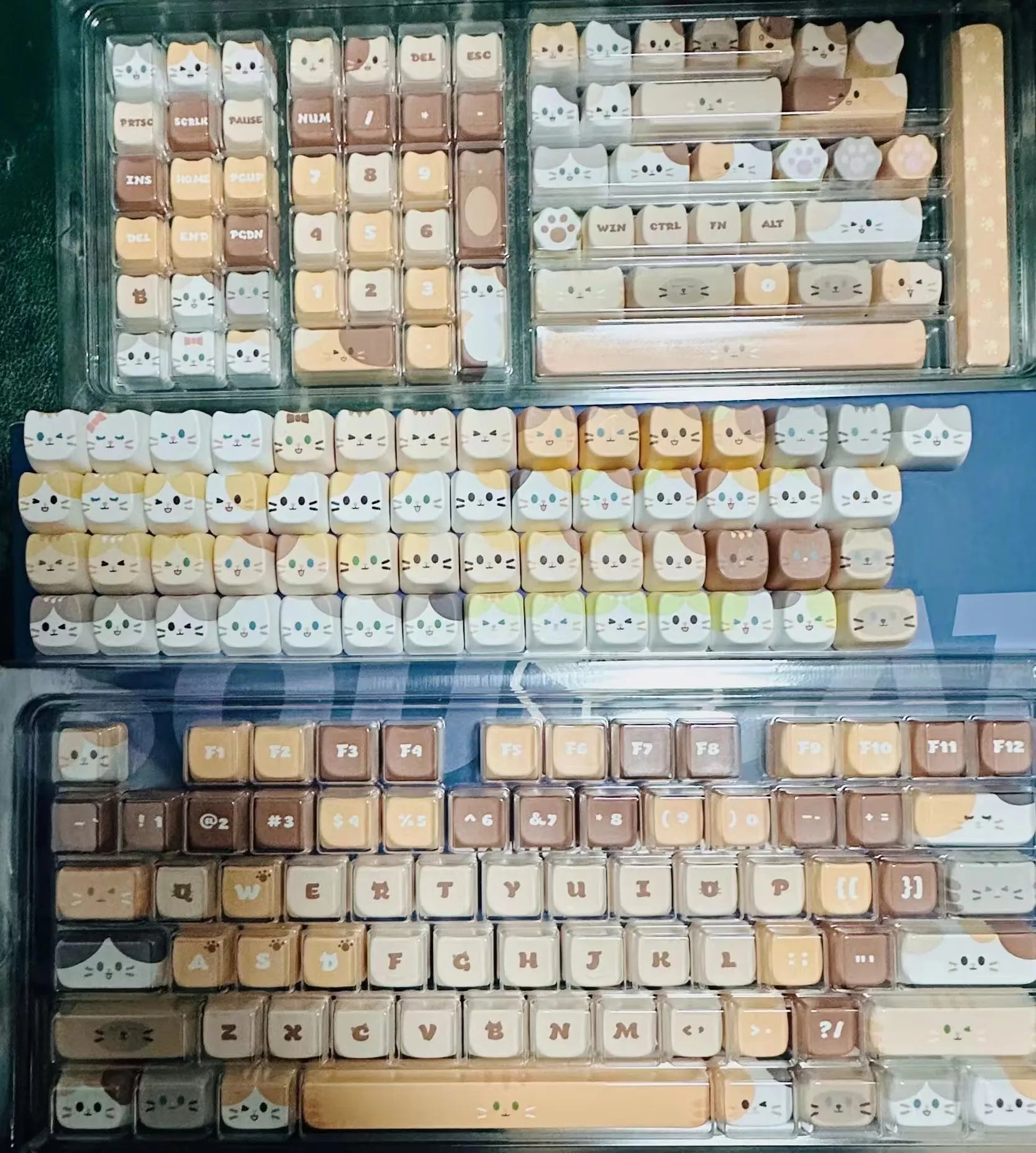 Cute Meow Keycaps Cat Head MAO Profile PBT Key Cap Dye Sublimation for MX Mechanical Keyboard KeyCap Keyboards Accessories