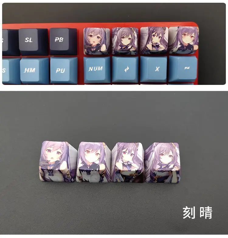 Cartoon Anime Genshin Impact Keycap zhongli Mechanical keyboard replacement key R4 PBT thermal sublimation Cherry OEM height