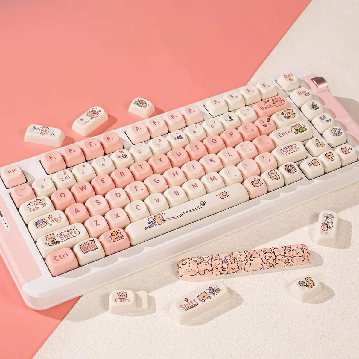 Cats and Puppies Keycaps MOA Profile Thermal Sublimation PBT Keycaps Personalized Cute Keycap For 64/104/108 Mechanical keyboard