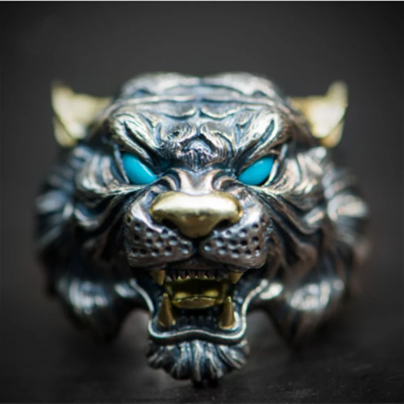 Retro Domineering Ethnic Style Fire-Breathing Dragon Ring Men\\'s Charm Open Ring Punk Motorcycle Rider Jewelry Accessories