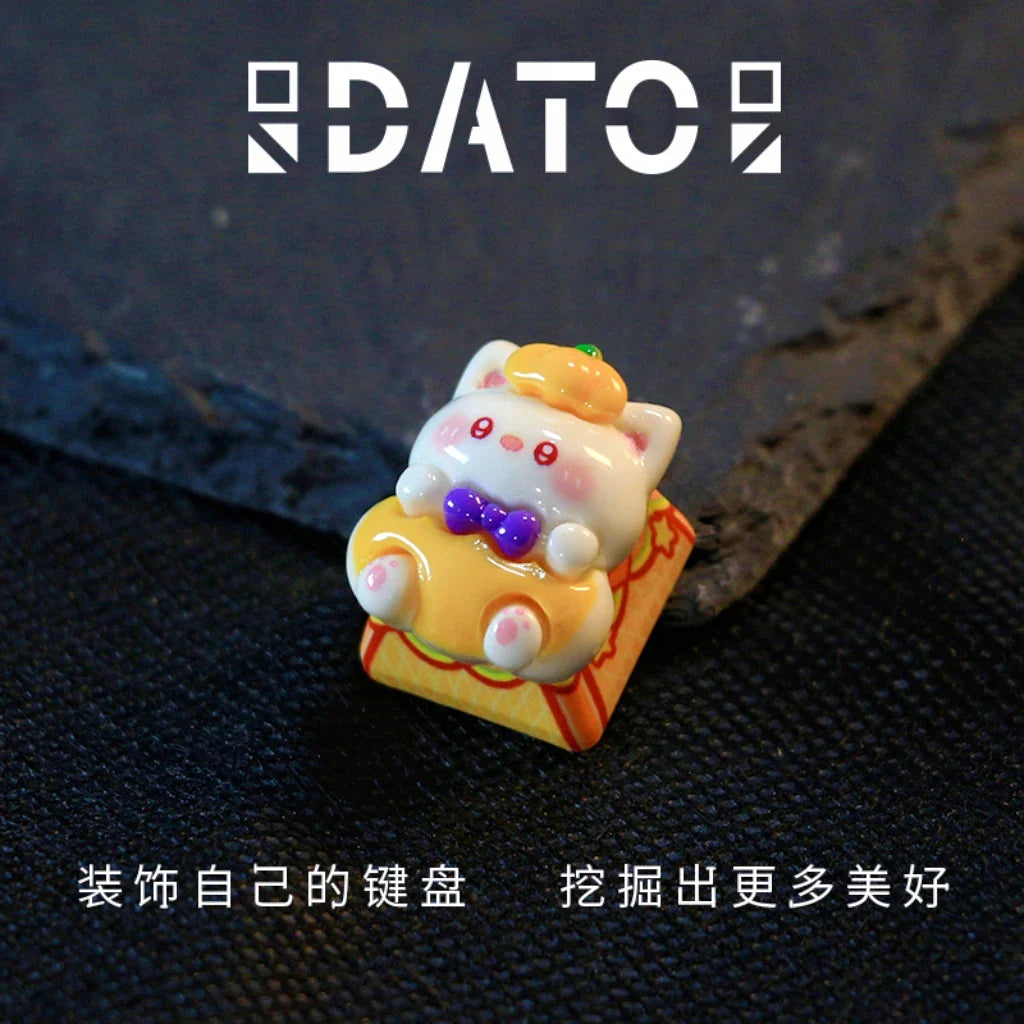 Halloween Personalized Keycaps Resin 3D Handmade Cat Pumpkin Keycap Kwaii Customized Mechanical Keyboard Christmas Decoration