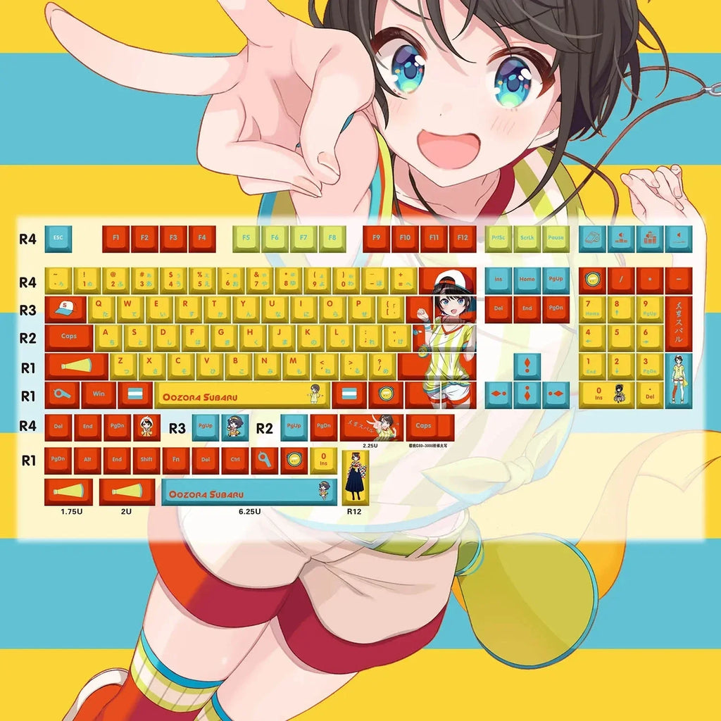 Hololive Vtuber Keycaps Tokoyami Towa Keycap PBT DYE Sublimation Cherry MX Cross Axis Switch Keycap for Mechanical Keyboard