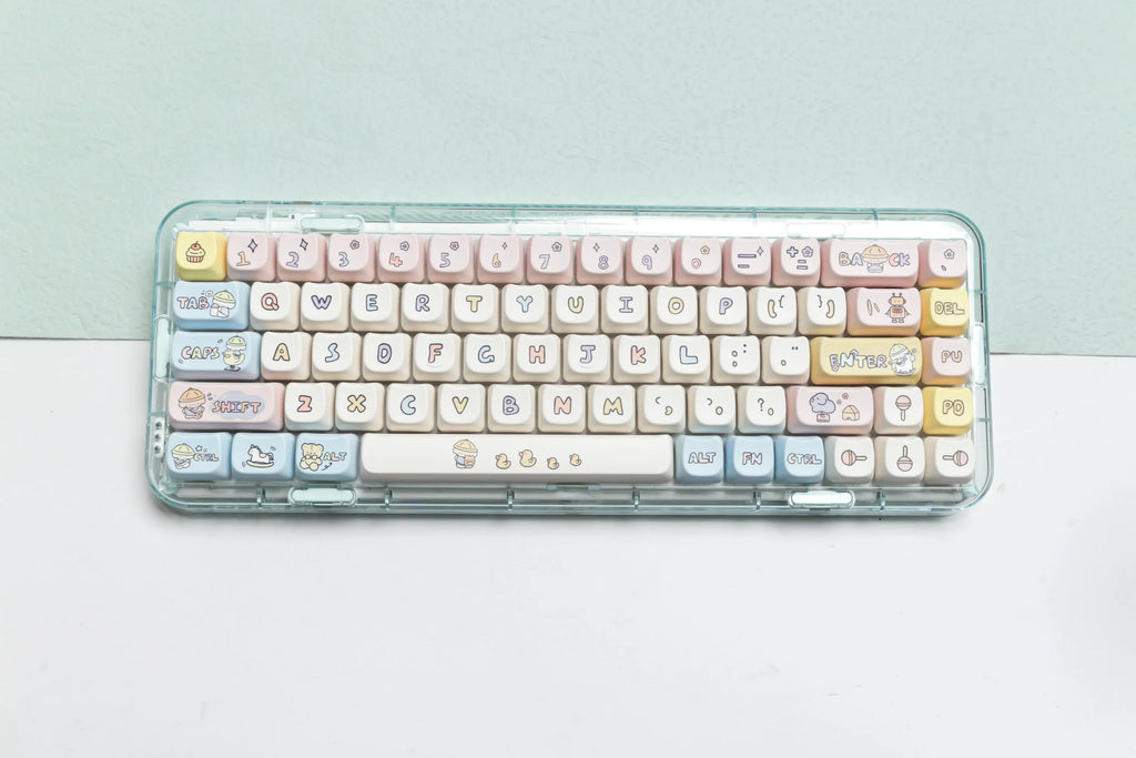 JCM MAO Profile Ear KeyCap Kindergarten Picabara Anime Cute Cat Keycaps for MX Switch Gaming Mechanical Keyboard GK75