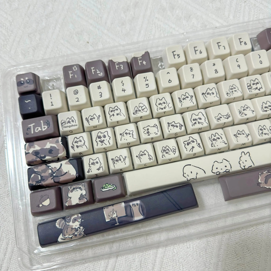 Raccoon/Penguin Keycap 148keys Cherry Side Printed Pbt  Sublimation Mechanical Keyboard Keycaps Customized Cute For Game Office
