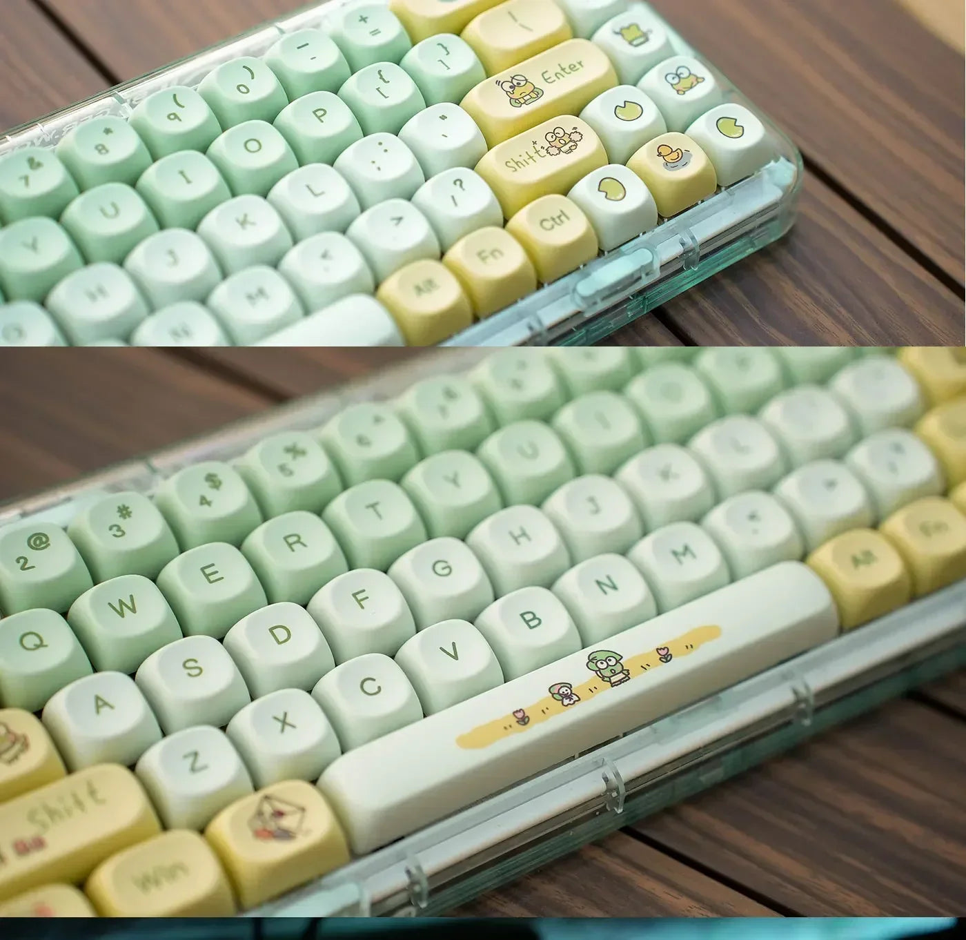 Cartoon Frog Green Keycaps Set 134/139 Keys Pbt Moa Keycap Personalized Five-Sided Sublimation Keycap For Mechanical Keyboard