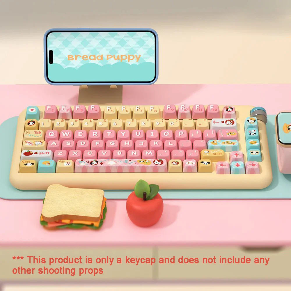 Kawaii Puppy Bread Theme Keycap Cute MDA 158 keys Keycap Custom Thermal Sublimation Keycap For Keyboard Accessories Friends Gift