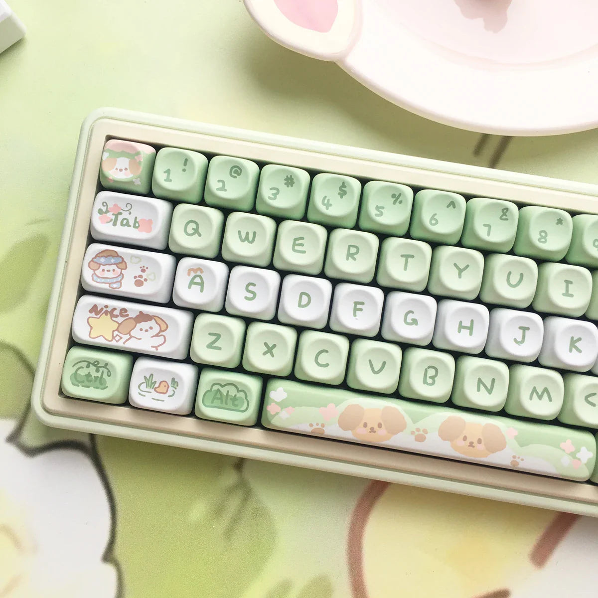95Keys MOA Profile Keycaps Cartoon Dog Cat Theme PBT Key Caps for GMK67 GMK87 61/64/68/84/75/87 Keys Gaming Mechanical Keyboard