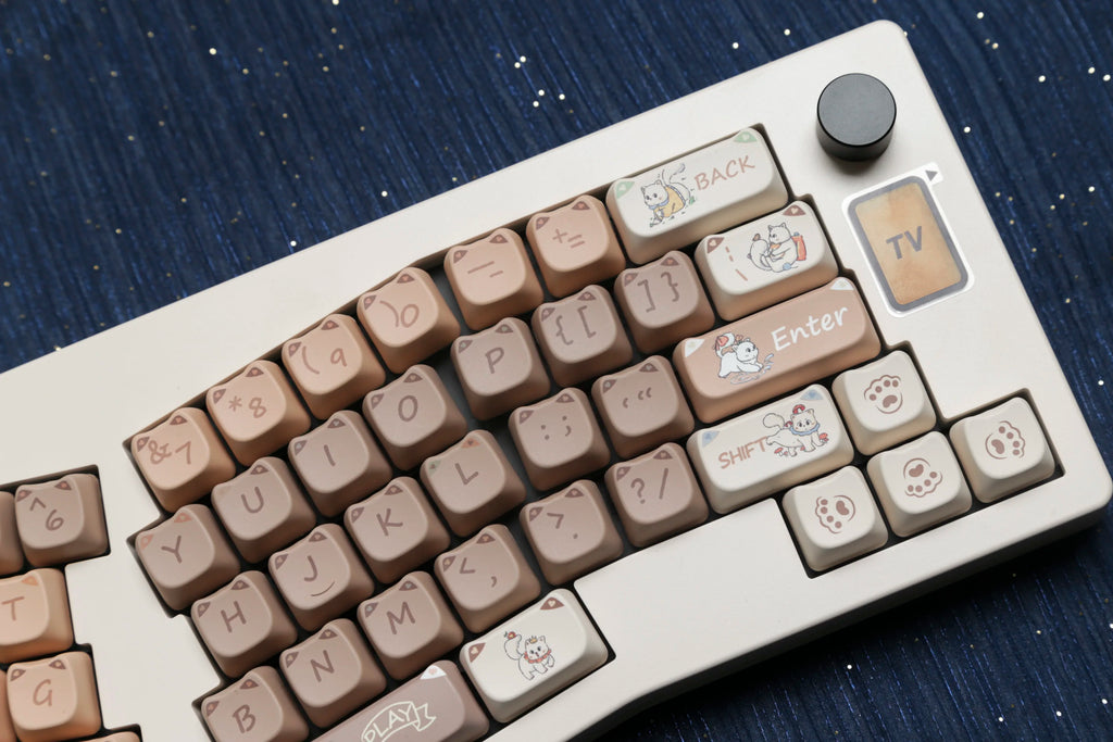 JCM MAO Profile Ear KeyCap Kindergarten Picabara Anime Cute Cat Keycaps for MX Switch Gaming Mechanical Keyboard GK75