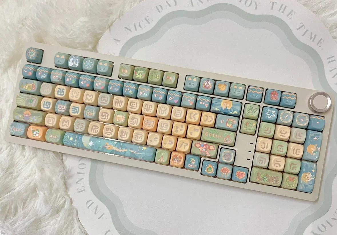 Dragon Tears Keycaps MOA/SOA Keycap Customized Cute Keycaps PBT Original Artist Green Keycap for Alice/ANSI Mechanical Keyboard