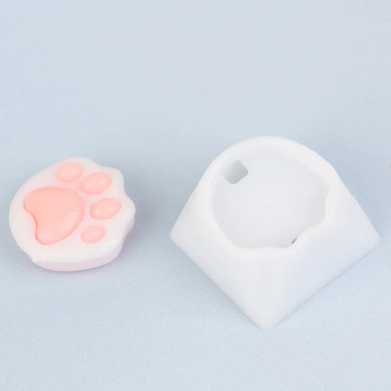 Cute Cat Paw Keycaps For Mechanical Keyboard For Cherry MX Switch DIY Custom Key Cap Soft Silicone Keycup Artisan Pink Color