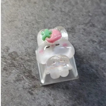 Cute Cartoon Transparent Strawberry Rabbit Keycap DIY Handmade Personalized Mechanical Keyboard Dedicated PBT Keycap
