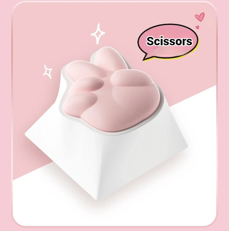 AKKO Keycap Soft Cute Cat Claw Rock Paper Scissors Like Kawaii Keycaps PC Silicone OEM Height ABS Material Girl Custom Key Caps